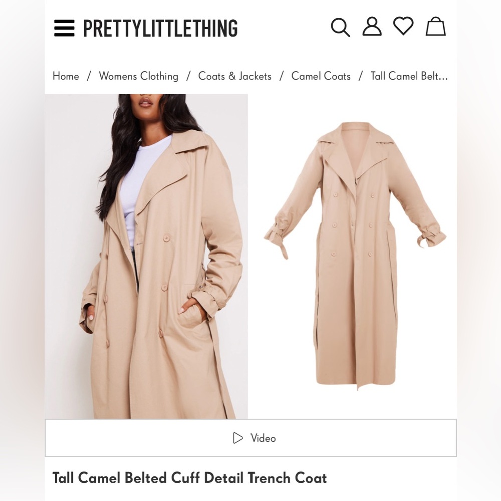 Pretty little thing camel trench coat